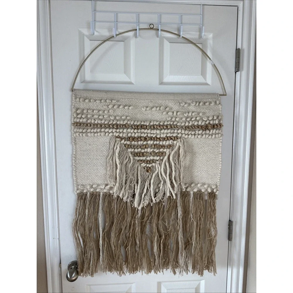Large White and Gold Woven‎ Wall Bohemian Hanging from World Market